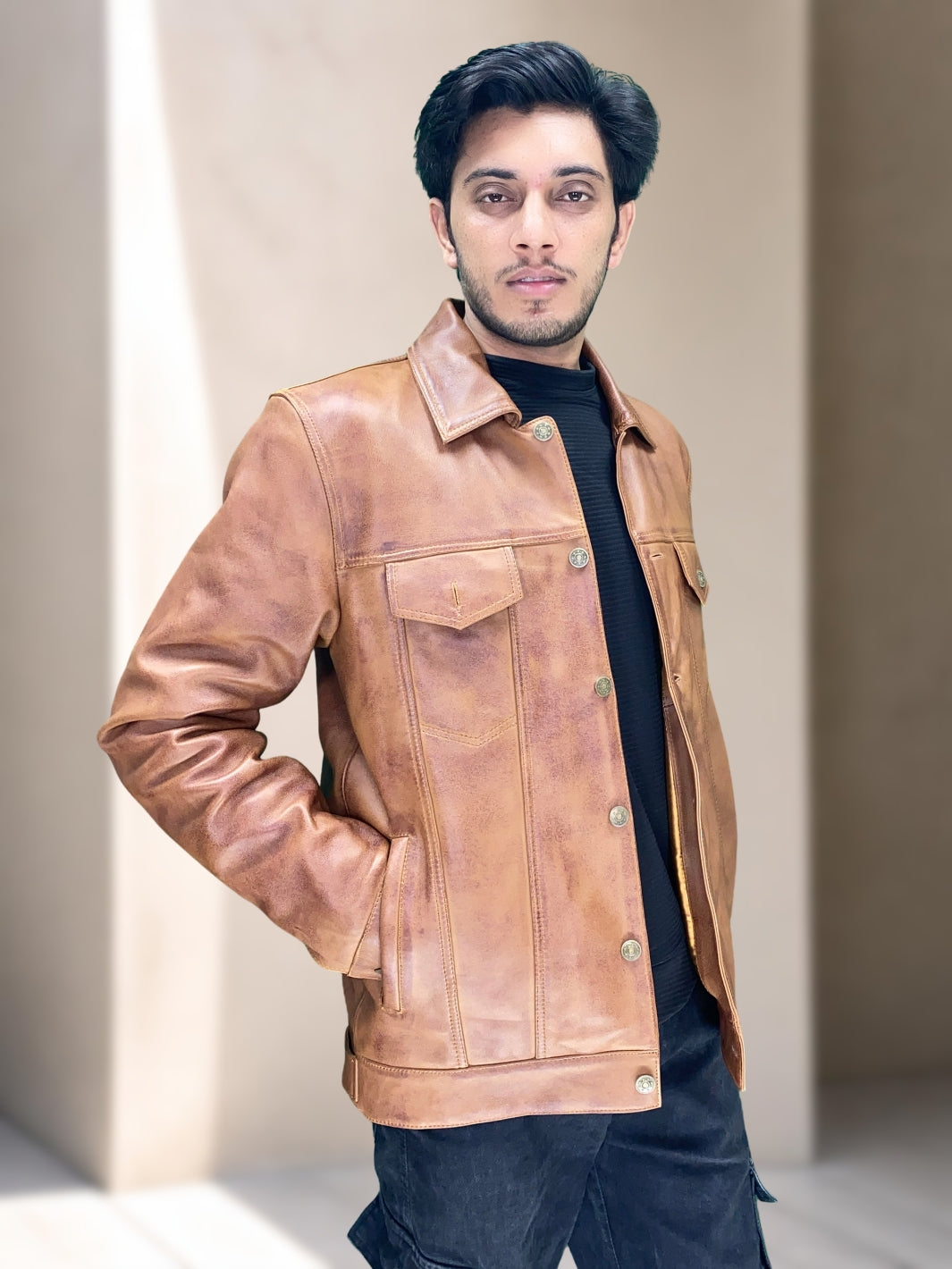 Classic Trucker Leather Jacket