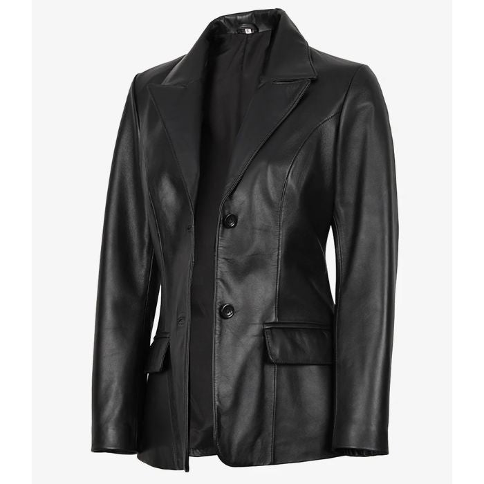 Women's Two-Button Leather Blazer