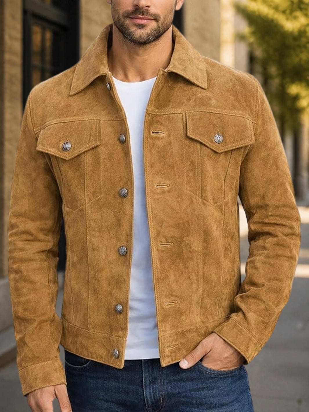 Trucker Suede Leather Jacket