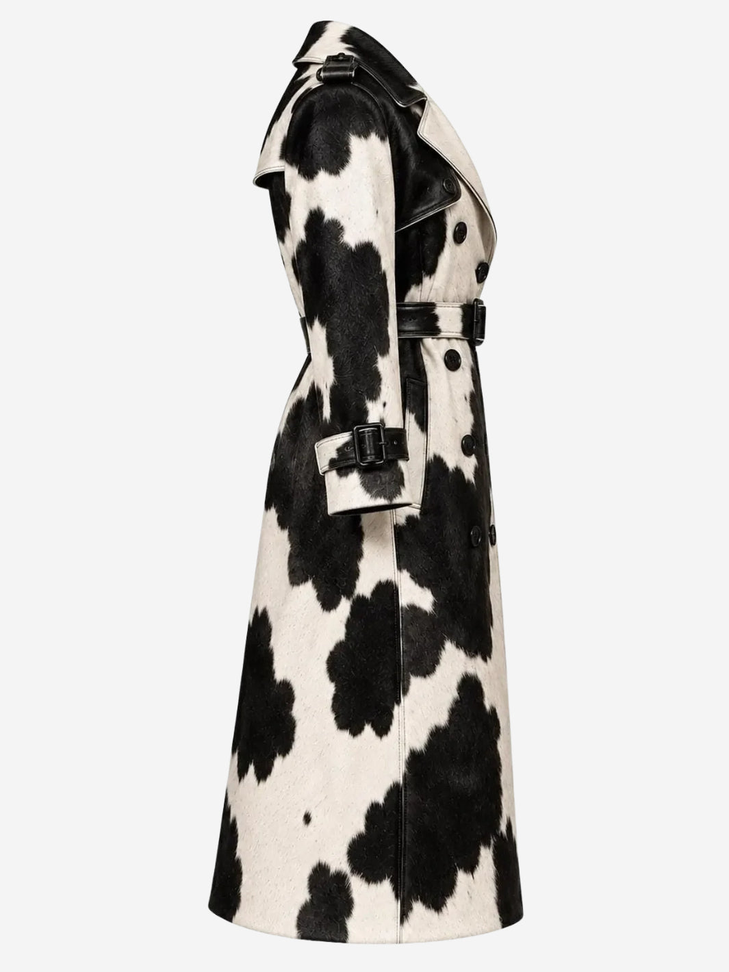 Hair-On Calfskin Leather Trench Coat
