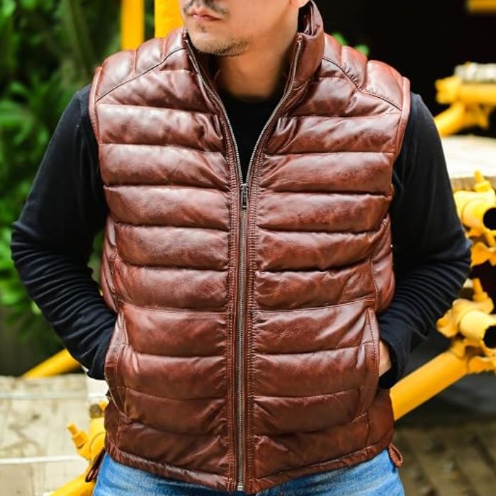 Leather Puffer Vest
