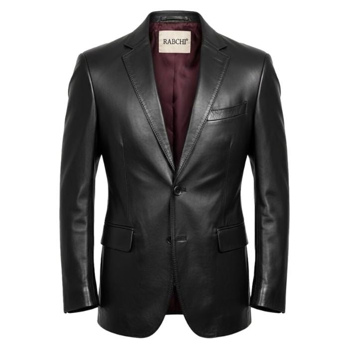 Men’s Lambskin Leather  2 Button Blazer