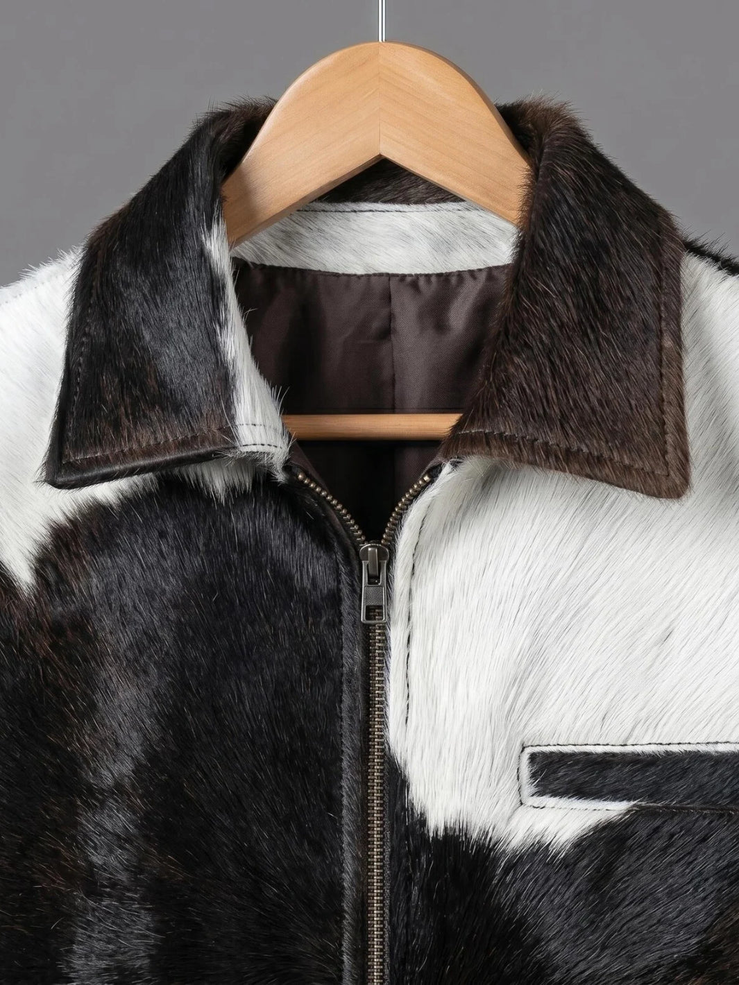 Hair On Natural Cowhide Leather Jacket