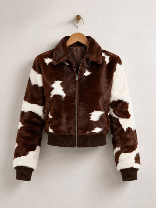 Hair On Hide Cowhide Leather Bomber Jacket