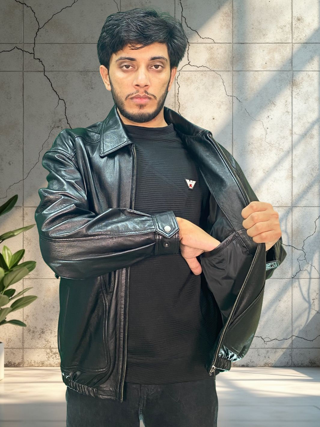 Oversized Retro Leather Jacket