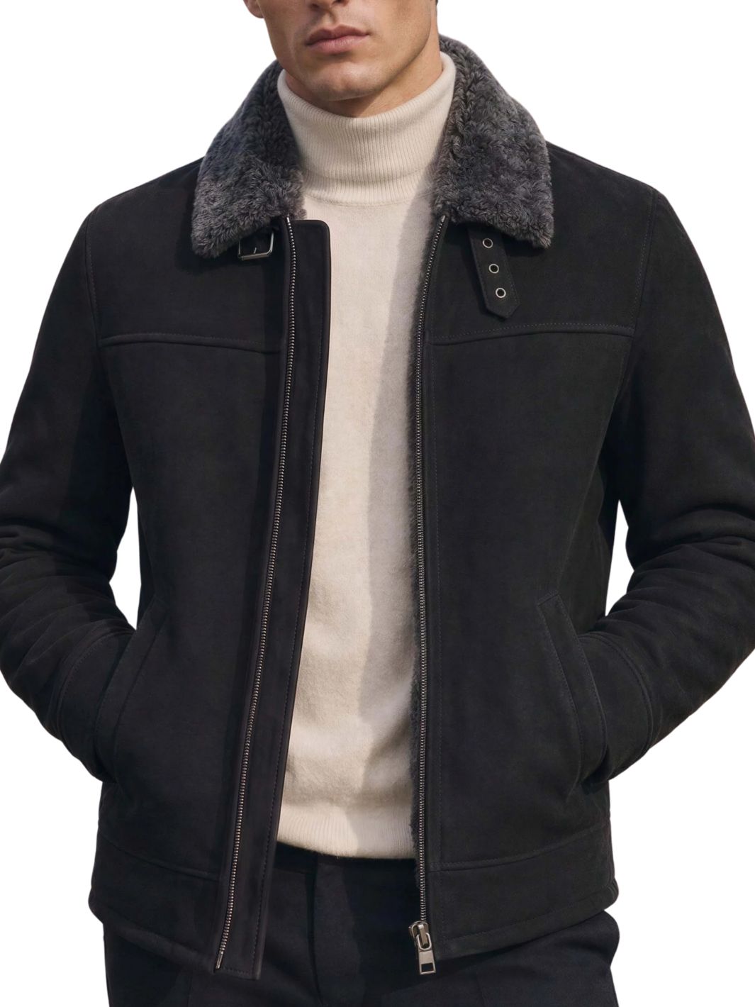 Harrington Suede Leather Jacket - Fully Lined with Artificial Fur