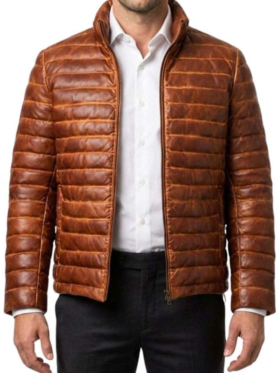 Classic Leather Puffer Jacket