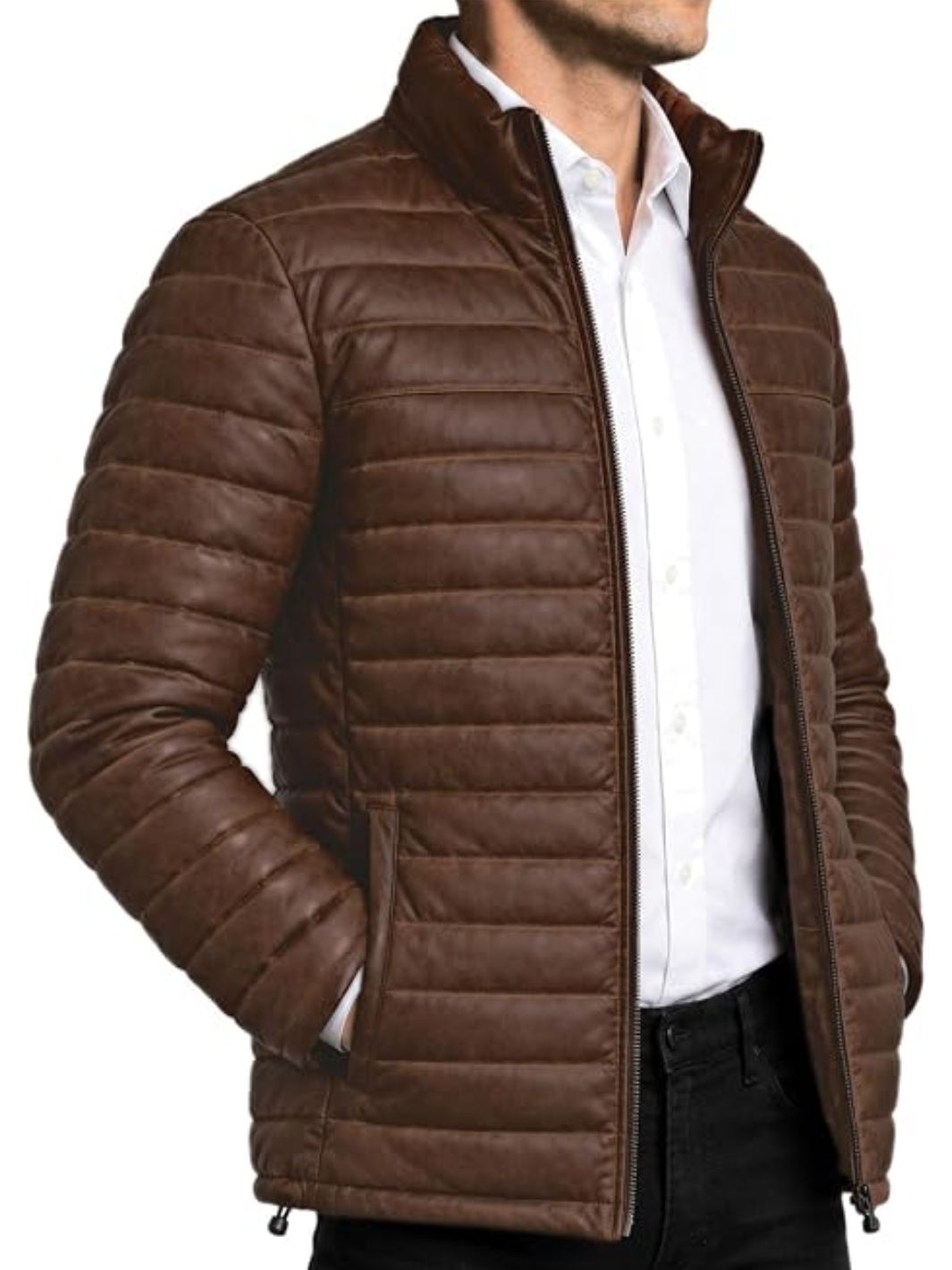 Classic Leather Puffer Jacket