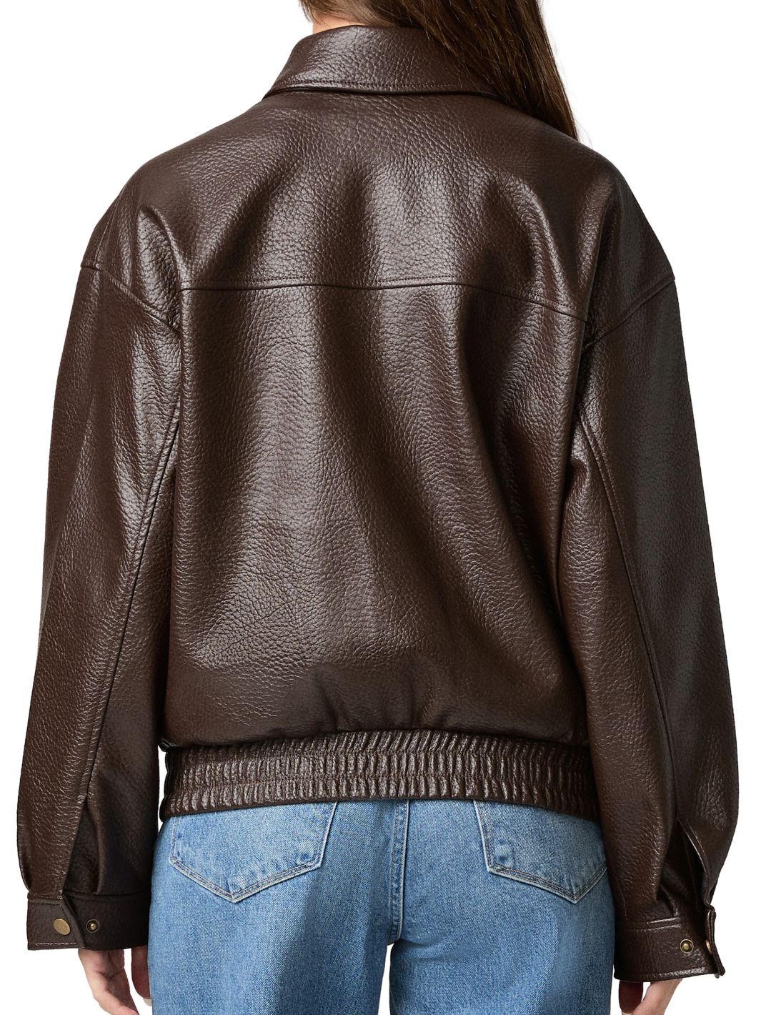 Oversized Bomber Jacket (Textured Leather)