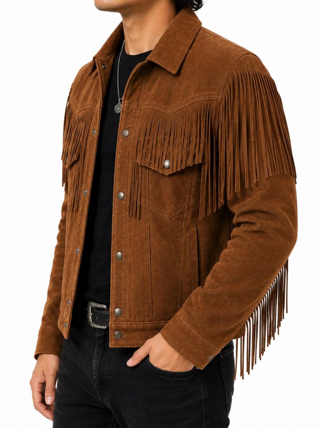 Fringe Suede Leather Trucker Jacket