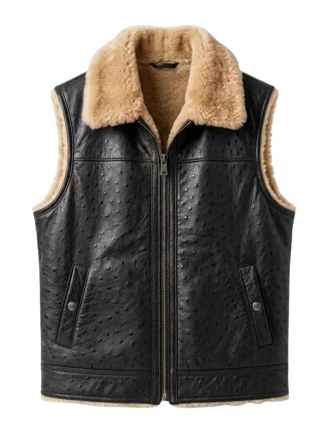 Leather Vest with Shearling Lining